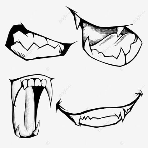 Angry Teeth Drawing, Anime Sharp Teeth Smile, Anime Fang Mouth Reference, Smile With Sharp Teeth Drawing, Gritted Teeth Reference, Confused Mouth Drawing, Big Teeth Drawing, How To Draw Teeth Anime, Sharp Tooth Smile Drawing