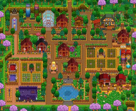 Stardew Valley Vanilla, Stardew Valley Farm, Stardew Farms, Stardew Valley Layout, Stardew Valley Tips, Stardew Valley Farms, Farm Plans, Farm Layout, Forest Hill