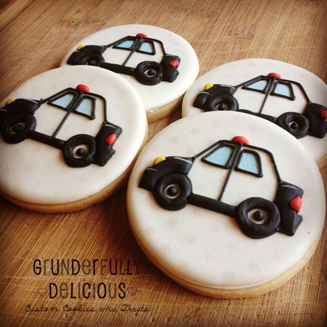 Police Car | Cookie Connection Police Cupcakes, Police Car Cakes, Police Birthday Cakes, Police Themed Birthday Party, Police Cakes, Police Birthday Party, Car Cookies, Police Birthday, Cookie Making