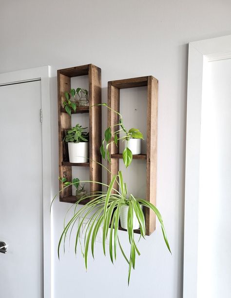 2 Set Long Wood Box Wall Décor Wood Shelves Rustic Décor Plant Décor Floating Box Shelves - Etsy Canada Long Wood Box, Wood Company, Living Room Essentials, Box Wall, Rustic Shelves, Weathered Oak, Plant Shelves, Home Alone, Wood Box