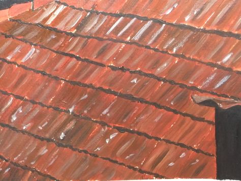 acrylic spanish roof tiles Tile Painting Art Acrylic, Bangkok Painting, Spanish Roof Tiles, Spanish Roof, Roof Painting, Roof Paint, Red Tiles, Painting Inspo, Roof Tiles