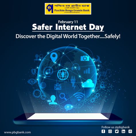 Discover the Digital World Together...Safely!  #paschimbangagraminbank #pbgb #SaferInternetDay #safety #westbengal February Special Days, Safer Internet Day, Internet Day, Safe Internet, Internet Safety, Online Safety, Learning Graphic Design, Bts Imagine, Digital World