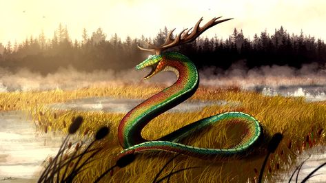 Horned Serpent - Commission by Dracarian Tania Core, Tracy Byrd, Perceptual Activities, Fantastic Beasts Creatures, Horned Serpent, Native American Mythology, Hitsugaya Toshiro, Aya Nakamura, Core Aesthetics