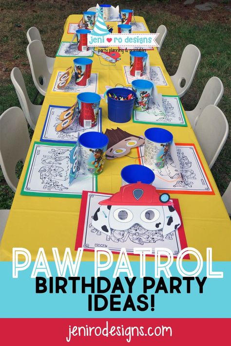 Paw Patrol Birthday Activity, 2nd Birthday Party Paw Patrol Boy, Cricut Paw Patrol Birthday, Paw Patrol Themed Birthday Party Boy, Paw Patrol Party Activities For Kids, Paw Patrol Birthday Decoration Ideas, Chase Birthday Party Paw Patrol, Paw Patrol Party Table Ideas, Paw Patrol Kids Party