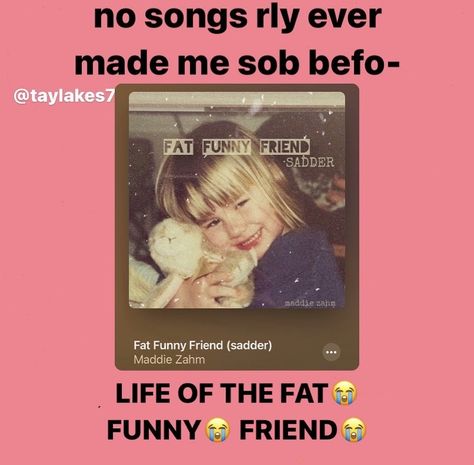 Fat Funny Friend Lyrics, Fat Funny Friend, Relatable Vents, Friend Meme, Fat Humor, Fb Memes, Girl Stuff, Friends Funny, Dear Diary