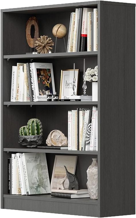 Amazon.com: 4-Shelf Wood Bookcase Freestanding Display Bookshelf for Home Office School (11.6" Depth*33" Width*48" Height,Grey) : Home & Kitchen Isle Crawford, Bookcase Freestanding, Grey Bookshelf, Grey Bookshelves, Display Bookshelf, Grey Home, Shelf Wood, Wood Bookcase, Office School