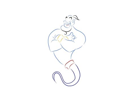 Genie Tattoo, Aladdin Tattoo, Tattoo Line Art, Disney Lines, Tattoo Disney, Disney Png, Disney Sleeve, Tattoo Line, Disney Silhouettes