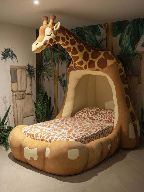 Take this pic to your designer and make the most perfect Giraffe inspired bed. Its perfect 🦒 Jungle Theme Kids Room, Giraffe Bedding, Deep Sea Animals, Animal Plushies, Animals Farm, Sea Animal, Jungle Theme, Kids Rooms, Sea Animals