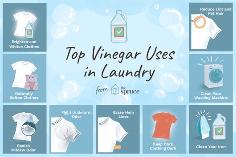 Top 10 Reasons to Add Vinegar to Your Laundry Vinegar In Laundry, How To Whiten Clothes, White Vinegar Cleaning, Deep Cleaning Hacks, Vinegar Uses, Laundry Stains, Wash Clothes, Clothes Washing Machine, Vinegar Cleaning