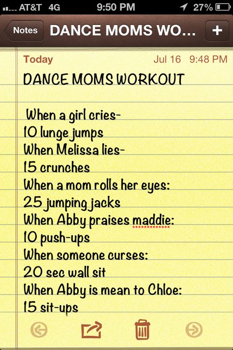 DANCE MOMS WORKOUT. I'd be doin 15 sit-ups and 10 push-ups all day long. Dance Moms Workout, Tv Show Workouts, Movie Workouts, Dancing Workout, Party Quotes Funny, Dance Moms Memes, Tv Workouts, Summer Body Workout Plan, Dance Moms Funny