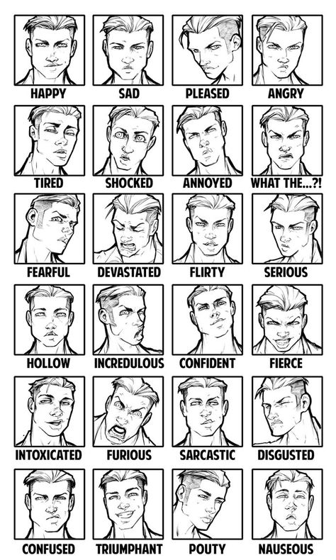 Dc Comics Expressions, How To Draw Emotions Facial Expressions, Teasing Expression Drawing, Character Emotion Sheet, Confused Facial Expressions Drawing, Comic Book Expressions, Frustrated Expression Drawing, Cocky Face Expression, Female Face Expressions Drawing