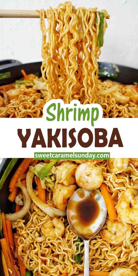 Yaki Soba Noodles, Shrimp Stir Fry Recipes Noodles, Yaki Soba Recipe, Shrimp Yakisoba Recipe, Shrimp Yakisoba, Shrimp Stir Fry With Noodles, Yakisoba Noodles Recipe, Shrimp Noodles Recipes, Steak Teriyaki