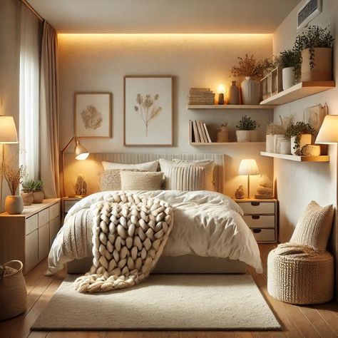 Cozy Parents Bedroom, Cozy Bedroom Decor Ideas Relaxing, Simple Cozy Room Ideas, Neutral Bedroom With Plants, Cozy Room Decor Ideas Simple, Cozy Basement Bedroom Ideas, Small Room Decor Bedroom Minimalist, Small Room Design Bedroom Aesthetic Cozy, Cosy Small Bedroom Ideas