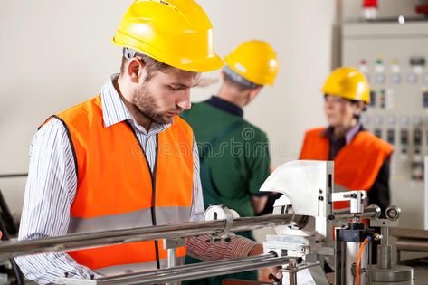 Factory worker during job. Factory worker in yellow helmet working on the machin , #Ad, #job, #worker, #Factory, #yellow, #machine #ad Infographic Video, Machine Image, Factory Worker, Business Guide, Female Images, Human Resources, Production Process, Marketing Strategy, Finance