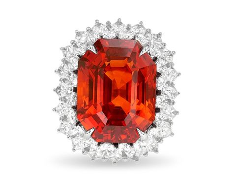 Fine Estate, Vintage & Antique Jewelry for Sale | M.S. Rau Rainbow Of Possibilities, Colored Sapphires, Ceylon Sapphire Ring, Padparadscha Sapphire, Ceylon Sapphire, Jewels Rings, Rare Stone, Step Cut, Orange Sapphire