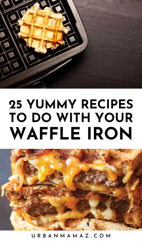 Looking for yummy recipes to do with your waffle iron? Check out this ultimate list of 25 insanely delicious waffle iron recipes that are worth waking up for. What To Cook In Waffle Maker, What Can You Cook In A Waffle Maker, Breakfast Ideas Using Waffle Maker, Waffle Iron Breakfast Sandwich, Waffle Iron Breakfast Ideas, Easy Waffle Iron Recipes, Waffle Recipe Mini Dash, Recipes With Waffle Maker, Waffles Iron Recipes