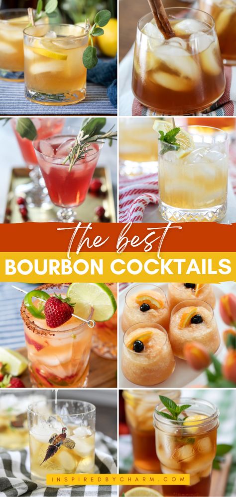 Check out these Easy Bourbon Cocktails! From twists on the classics to bold new combinations, these bourbon mixed drinks are the perfect Thanksgiving cocktail recipes. Enjoy sipping on these fall drink ideas all season long! Burbon Drinks, Easy Bourbon Cocktails, Bourbon Mixed Drinks, Bourbon Drinks Recipes, Cocktails Easy, Easy Mixed Drinks, Bourbon Cocktail Recipe, Best Bourbon, Bourbon Cherries