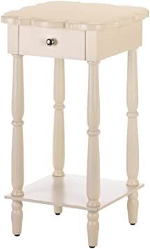 VERDUGO GIFT 57072382 Scalloped TOP Side Table, White Coastal French Country, French Country Glam, Side Table White, White End Tables, Scandinavian Traditional, Bedroom Desk, Wood Model, Bedside Night Stands, Well Woven