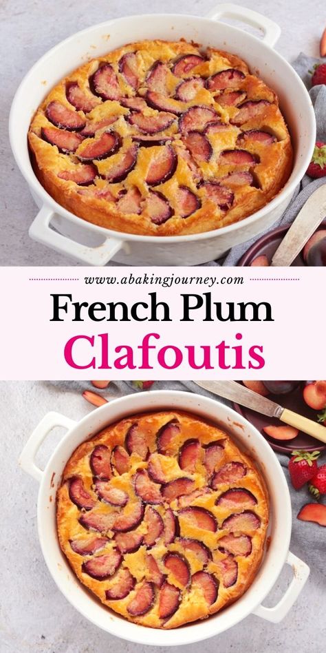 Plum Clafoutis, French Desserts Easy, Clafoutis Recipe, Plum Dessert, Clafoutis Recipes, Dessert Logo, Cherry Clafoutis, Classic French Desserts, Plum Recipes