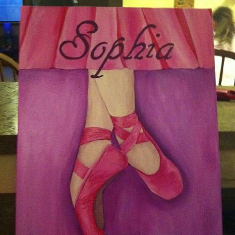 Custom designed & painted canvas. Dancer Painting Ideas, Painting Ideas Ballerina, Ballerina Canvas Painting, Ballerina Canvas Painting Easy, Ballet Canvas Painting, Dance Crafts, Kids Painting Crafts, Ballet Painting, Custom Painted Furniture