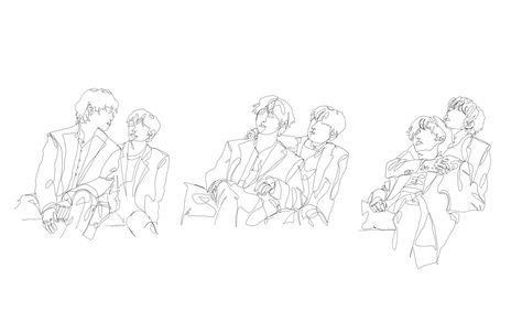 Taekook Line Art, Bangtan Chibi, Fanart Bts, Bts Art, Line Art Design, Line Tattoos, Diy Design, Art Sketches, Crayon