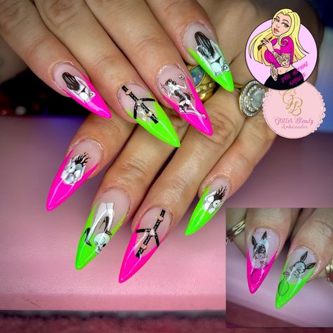 Give me Fluros and naughty all in one! Loving a fresh set go Gel X medium length extensions! How amazing do these look! A little cheeky toy in the mix... Love love love!!!!! Fluro Nails, Medium Length Extensions, Green Nails, Love Love, Medium Length, Pink And Green, All In One, Nail Designs, Give It To Me