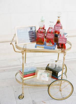 Red White and Blue Bar Cart at Wedding Blue Bar Cart, Americana Wedding, Japan Wedding, Blue Bar, Elizabeth Anne, Classic Americana, Museum Wedding, Mansion Wedding, Dc Weddings