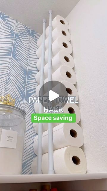 Home Harmony Tips on Instagram: "Are you tired of a cluttered pantry? I’ve got the ultimate hack for you! 🙌🏼 Say goodbye to the mess and hello to a perfectly organized space with this incredible paper towel hack using tension rods. 🧺✨

Imagine the convenience of having all your paper towels neatly stored and easily accessible without taking up valuable shelf space. This simple yet genius trick will save you so much room in your pantry, you won’t believe it! 💡🗂️

To see this amazing hack in action, I’ve shared a video on my Instagram page. Just click the link in my bio and you’ll be directed straight to it! 📲🔗 Don’t worry if it doesn’t get sent to you, the link in my bio will always have the direct access to the video. 🎥

Say goodbye to the days of searching for a spare paper towel Storage Shelf Ideas Organizing, Over The Door Paper Towel Holder, Paper Towel And Toilet Paper Storage, Paper Towel Organization, Bulk Paper Towel Storage, How To Organize Towels, Paper Towel Storage Ideas, Tension Rod Storage, Tension Rod Ideas