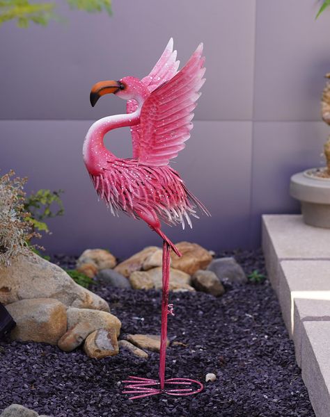 PRICES MAY VARY. 【Eye-catching Garden Decor】: Whether you want to use it as an eye-catching decoration, a unique garden ornament, or a stunning piece of yard art, this Large Flamingo Statue Garden Decor is sure to impress! Buy it today and elevate your outdoor decor to the next level. 【Stylish & Durablity Metal Design】: Made with high-quality, durable metal, this flamingo statue is weather-resistant and built to last. Add some glam and color to your garden or other outdoor spaces with the flamin Pink Flamingos Lawn Ornaments, Flamingo Statue, Flamingo Yard Art, Garden Flamingo, Pink Flamingo Float, Flamingo Feathers, Yard Flamingos, Unique Yard Art, Crochet Flamingo