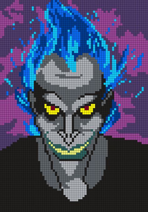 Hades From Hercules Perler Bead Pattern / Bead Sprite by Maninthebook Disney Stitch, Art Perle, Pixel Art Templates, Pony Bead Patterns, Pixel Art Grid, Kandi Patterns, Minecraft Pixel Art, Bead Sprite, Disney Cross Stitch