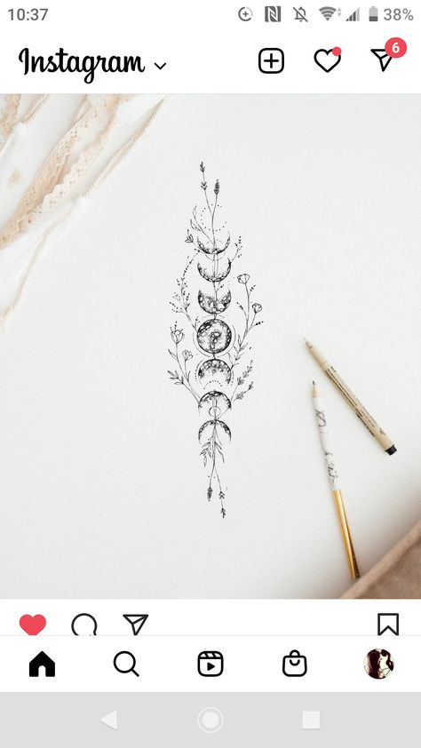 Floral Moon Phases Tattoo Spine, Lunar Phases Tattoo Spine, Moon Phases Spine Tattoos For Women, Moon Phases Spine Tattoo, Spine Tattoo Moon Phases, Vertical Tattoo, Flower Spine Tattoos, Celestial Tattoo, Moon Tattoo Designs