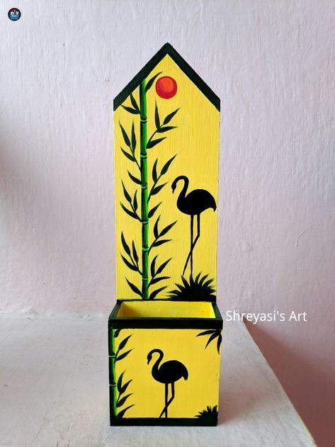 Pen Stand Diy Creative, Farm Theme Crafts, Wooden Pen Stand, Frames Diy Crafts, Cardboard Crafts Diy, Stationary Items, Pen Stand, Puppet Crafts, Fancy Art