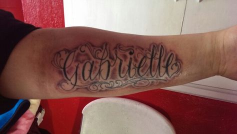 Free hand writting tattoo #gabrielle Name Tattoo Designs, Name Tattoo, Free Hand, Fish Tattoos, Jesus Fish Tattoo, Tattoo Quotes, Tattoo Designs, Collage, Tattoos