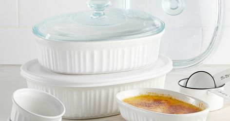 Corningware 10-Piece Bakeware Set Only $17.99 Shipped After Macy's Mail-In Rebate (Regularly $80) - Hip2Save Corningware French White, Bakeware Storage, Stoneware Dishes, Bakeware Set, Plastic Glass, Daily Meals, Beauty Items, Bakeware, Hot Deals