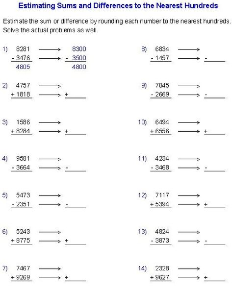 Estimating Sums and Differences of Whole Numbers Estimating Sums 3rd Grade, Estimating Sums And Differences, Cause And Effect Activities, Envision Math, Math Design, Whole Numbers, Number Worksheets, Cause And Effect, Grade 4