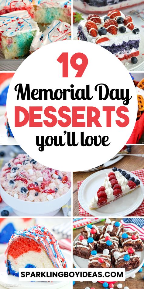 Memorial Day desserts are the perfect way to honor our heroes. Dive into our Red, White, and Blue Desserts, from American Flag Cake to Patriotic Fruit Tarts. Celebrate with Memorial Day Cupcakes, or create an easy Memorial Day Berry Trifle as your patriotic centerpiece. For a refreshing treat, try Patriotic Popsicles or Liberty Lemon Bars. Don't forget fun bites like Star-Spangled Cookies and Patriotic Rice Krispie Treats. These patriotic desserts will bring joy and pride to your summer parties. Festive Memorial Day Desserts, Memorial Day Desserts For Kids, Memorial Day Rice Krispie Treats, Memorial Day Treats For Kids, Memorial Day Dessert Recipes, Memorial Day Deserts Easy, Red White Blue Desserts Easy, Memorial Weekend Desserts, Memorial Day Cake Pops