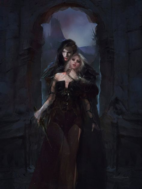 Fantasy Romance Art, Fantasy Couples, Vampire Art, Romance Art, Hades And Persephone, Dark Art Illustrations, Arte Obscura, Fantasy Aesthetic, Romantic Art