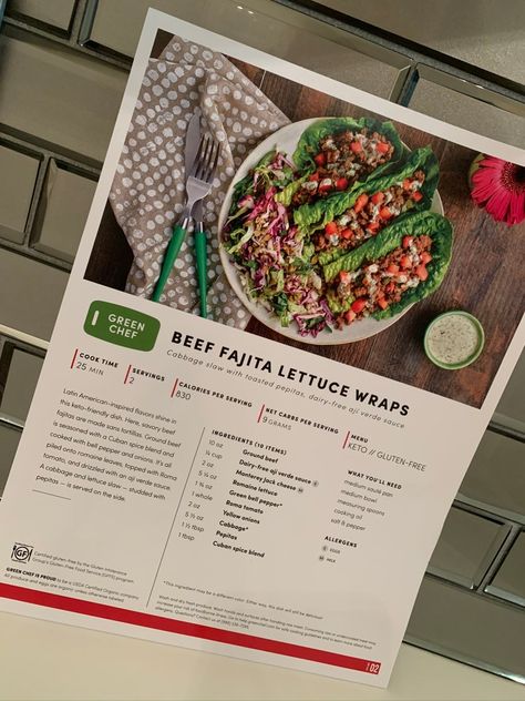 Green Chef Meals, Green Chef Recipe Cards, Green Chef Recipes, Red Cabbage Slaw, 2023 Recipes, Verde Sauce, Beef Fajitas, Green Chef, Fresh Meals