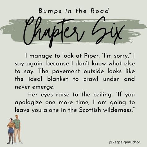 *slight spoilers* Favorite lines per chapter in Bumps in the Road (part 1) Bumps in the Road is available in ebook, paperback, and on Kindle Unlimited “A simple drive becomes an adventure full of misfortunes, breathtaking scenery, and undeniable attraction.” Tropes 💕enemies to lovers 💕best friend’s brother 💕road trip 💕forced proximity 💕demisexuality rep 💕dual POV 💕childhood friends 💕cinnamon roll MMC 💕open-door spice #romancebooks #romcombooks #indieromance #bookquotes #indieauthor #k... Romcom Books, Enemies To Lovers, Indie Author, Childhood Friends, Cinnamon Roll, Kindle Unlimited, Romance Books, Book Quotes, The Road