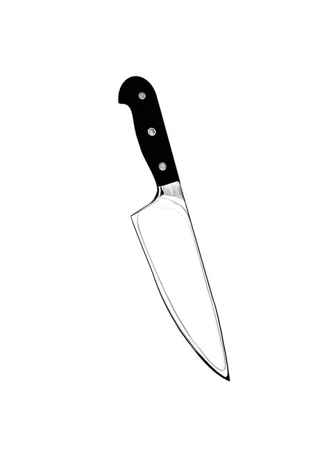 Small Knife Drawing, Chefs Knife Drawing, Butcher Knife Drawing, Knife Flash Tattoo, Knife Tattoo Simple, Chef Knife Tattoo Ideas, Knife Line Art, Chef Knife Drawing, Kitchen Knife Tattoo