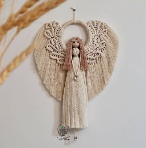 Macrame Knots Diy, Macrame Angels, Macrame Angel, Rainbow Macrame, Macrame Knots Pattern, Macrame Christmas, Macrame Wall Hanging Diy, Handmade Christmas Crafts, Angel Crafts