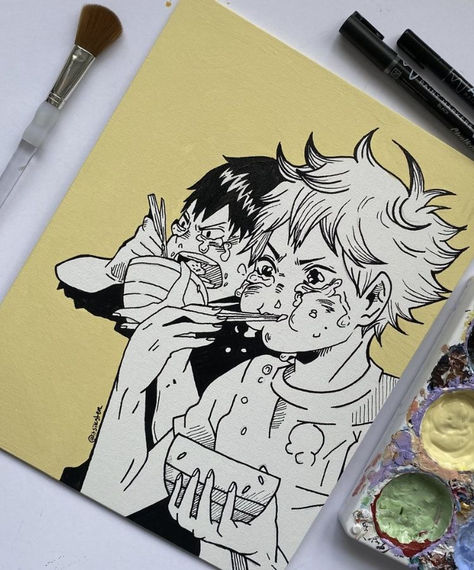 Haikyuu Canvas Painting, Haikyu Painting, Haikyuu Painting Ideas, Haikyuu Watercolor, Haikyuu Painting, Haikyuu Drawing, Drawing Painting Ideas, Custom Sketchbook, Anime Diys