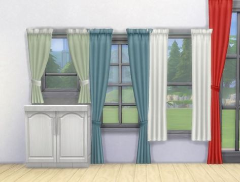 Mod The Sims: Simple Curtains by plasticbox • Sims 4 Downloads Sims 4 Cc Decor, Mod Furniture, Decorative Curtain Rods, The Sims 4 Packs, Sims Wallpaper, Simple Curtains, Custom Made Curtains, Sims 4 Mm, Sims 4 Downloads