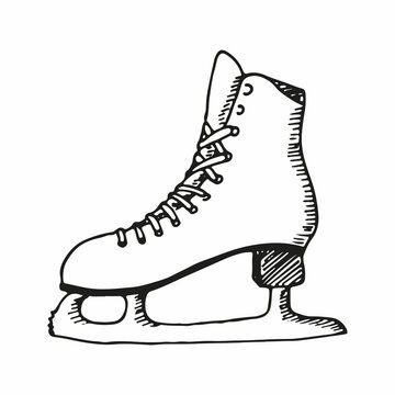 White winter skates for women for ice rolling. Figure skating element. Vector hand drawn illustration in sketch doodle isolated on white. Concept of winter gifts, sport, holidays, christmas new year. #AD , #ADVERTISEMENT, #skating, #Figure, #element, #hand, #Vector Fonts Creative, Puzzle Crafts, Winter Gifts, Ice Skates, Art Fonts, Hand Drawn Illustration, Drawn Illustration, Vector Hand, Winter Gift