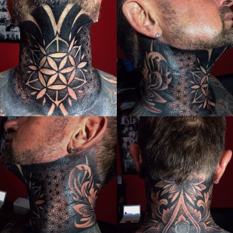 Geometric Tattoo Filler, Chin Tattoo, Throat Tattoos, Neck Tats, Front Neck Tattoo, Full Neck Tattoos, Best Neck Tattoos, Chest Tattoo Ideas, Viking Tattoo Symbol