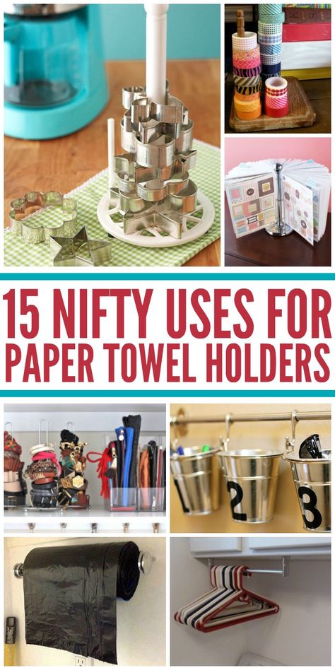 Uses For Paper Towel Holders, Towel Holder Diy, Metal Paper Towel Holder, Scrapbook Paper Storage, Paper Towel Holders, Room Storage Diy, Dollar Store Diy Organization, Diy Towels, Diy Bathroom Storage