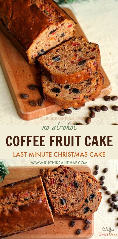 A simple fruit cake with a hint of coffee that surprisingly leaves delicate notes of flavour and not much of its aroma. Perfect to be served to those who do not like alcohol in their cakes! #coffeerecipes #coffee #coffeecakes #christmascakes #fruitcakes #coffeefruitcake Fruit Cakes Ideas, Fruit Coffee Cake, Fruit Bars Recipe, Fruit Tart Cake, Fruit Cake Recipe, Loaf Cakes, Fruit Cakes, Fruit Bar, Dessert Bar Recipe