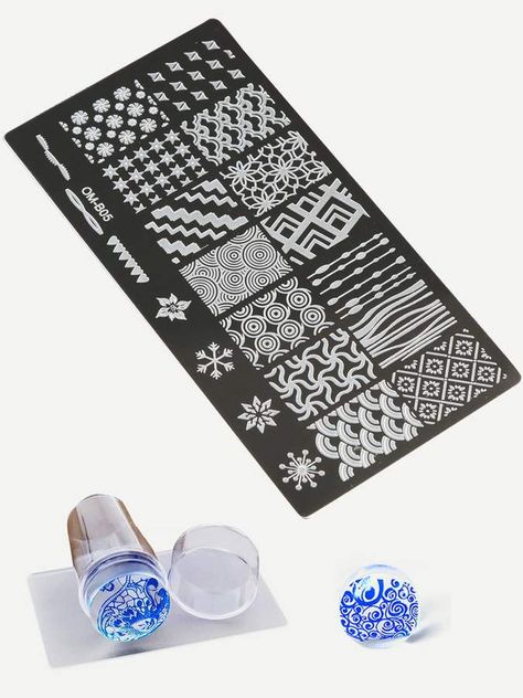 SheinShein Nail Art Stamping Scraper Plate Tool Set 3pack Types Of Manicures, Christmas Manicure, Nail Art Stamping, Latest Nail Art, Manicure Y Pedicure, Nail Stamping, My Nails, Nail Art Tools, Art Model