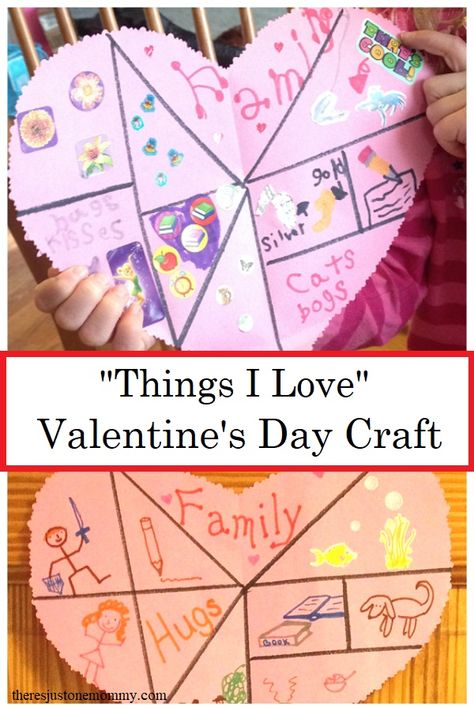 Things I Love craft -- fun heart shaped collage craft for kids #heartcraft #kidscrafts Heart Shaped Collage, Collage Craft, February Crafts, Arts And Crafts For Adults, Arts And Crafts For Teens, Love Collage, Valentine's Day Crafts For Kids, Kids Valentines, Valentine Activities