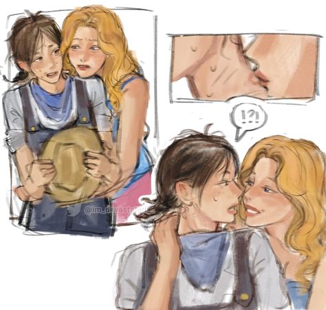 Stardew Valley Fanart, Funny Romance, Farmer Girl, Female Farmer, Female Friendship, Lgbt Art, Silly Images, Stardew Valley, Fanarts Anime